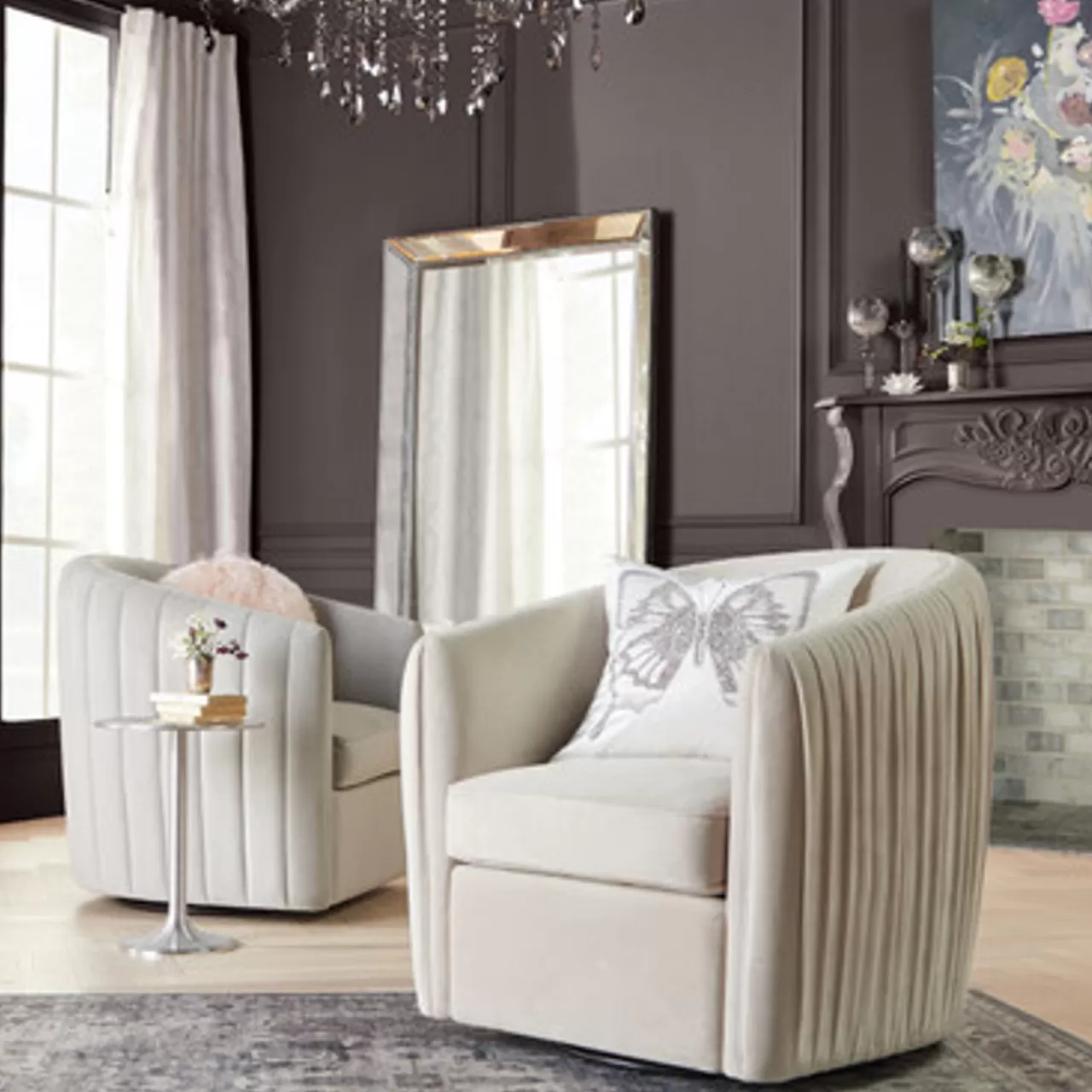 Z Gallerie Aria Channeled Swivel Chair> Swivel Chairs | Accent Chairs