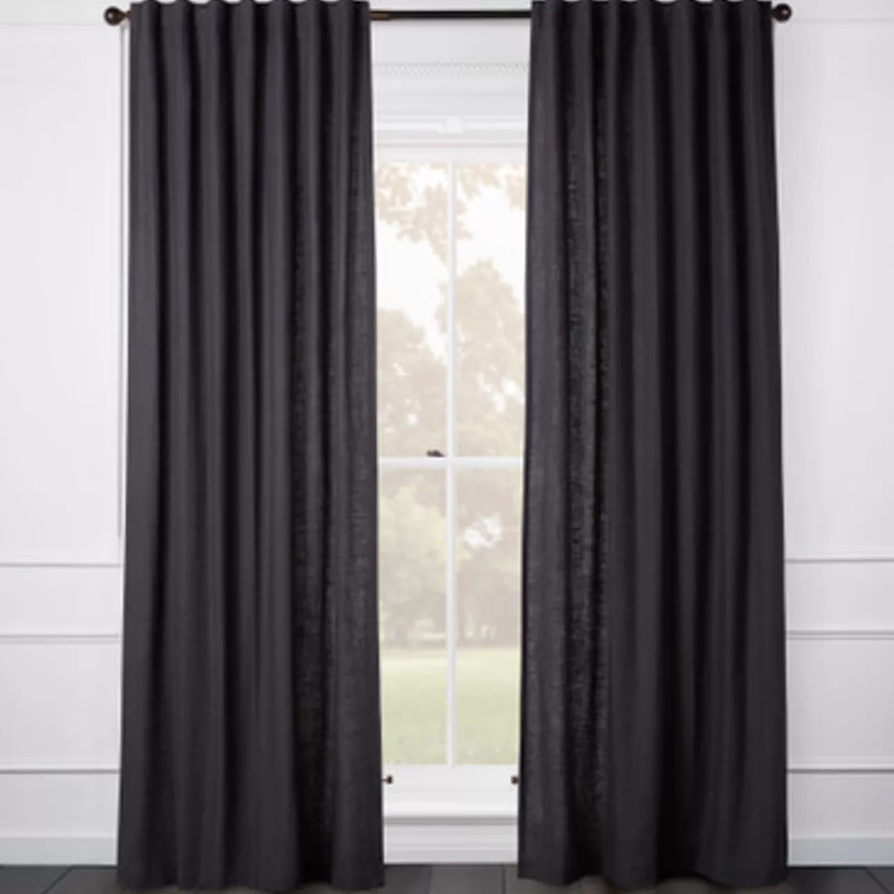 Z Gallerie Audrey Linen Charcoal - Custom> Solid Window Panels | Custom Window Panels