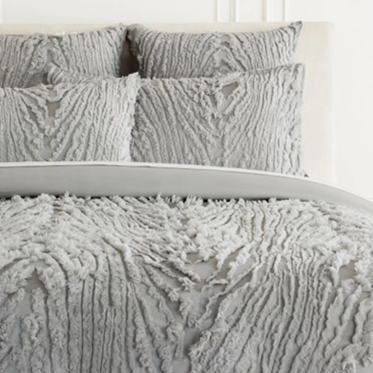 Z Gallerie Azalea Bedding - Dove Grey> Textured Bedding | Duvets Covers & Shams