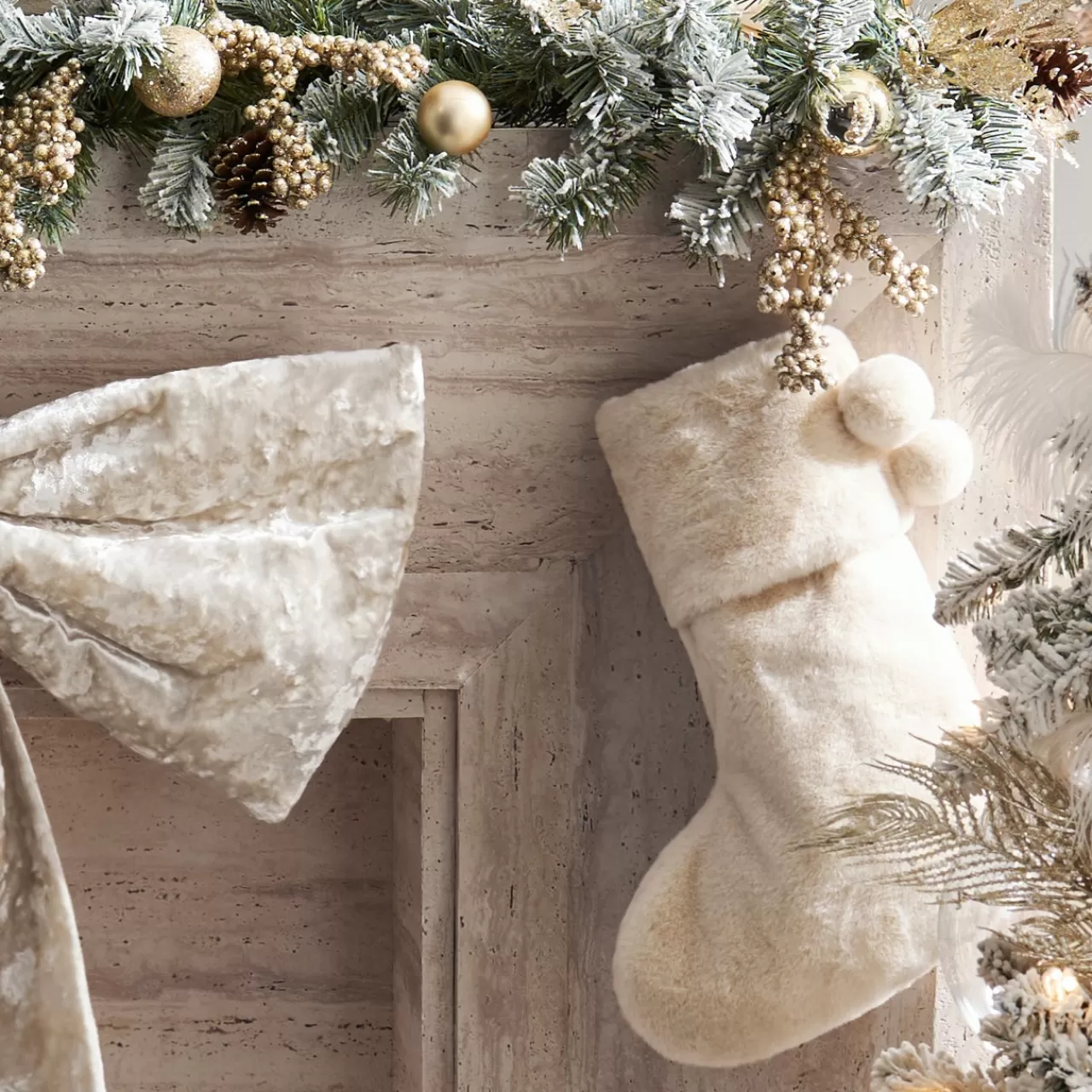 Z Gallerie Fur Stocking - Ivory> Décor | Stockings & Tree Skirts