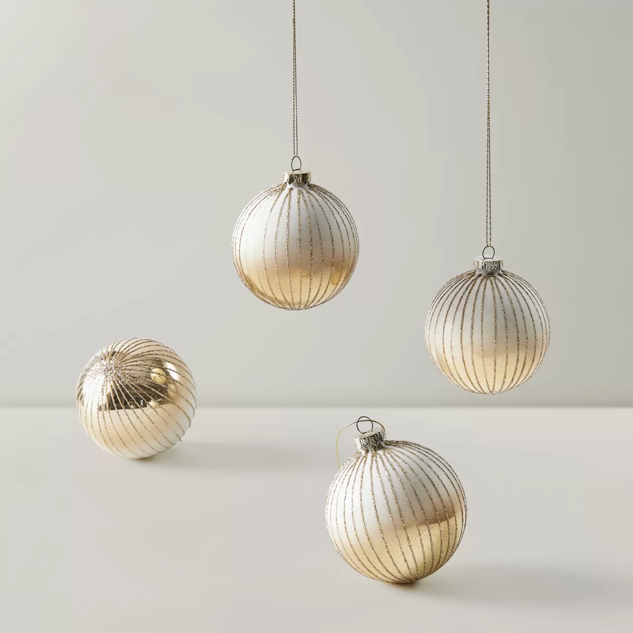 Z Gallerie Glitter Stripe Ornament Gold - Set of 4> Ornaments | Décor Sale