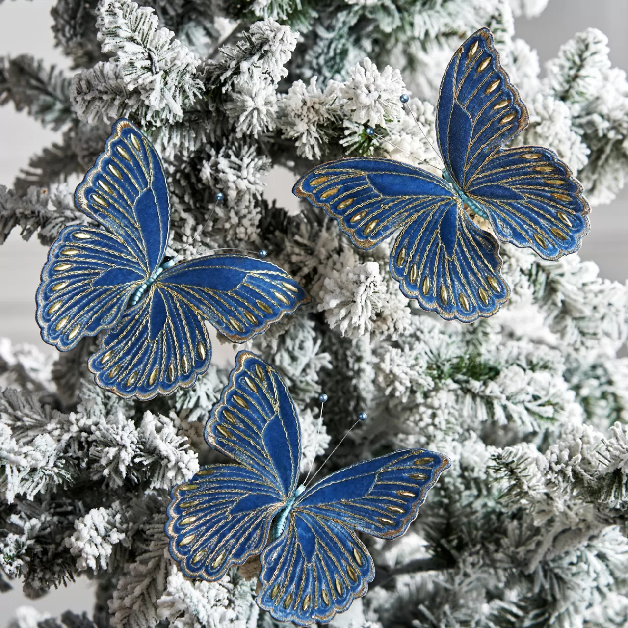 Z Gallerie Jeweled Butterfly Clip Blue - Set of 3> Décor | Ornaments