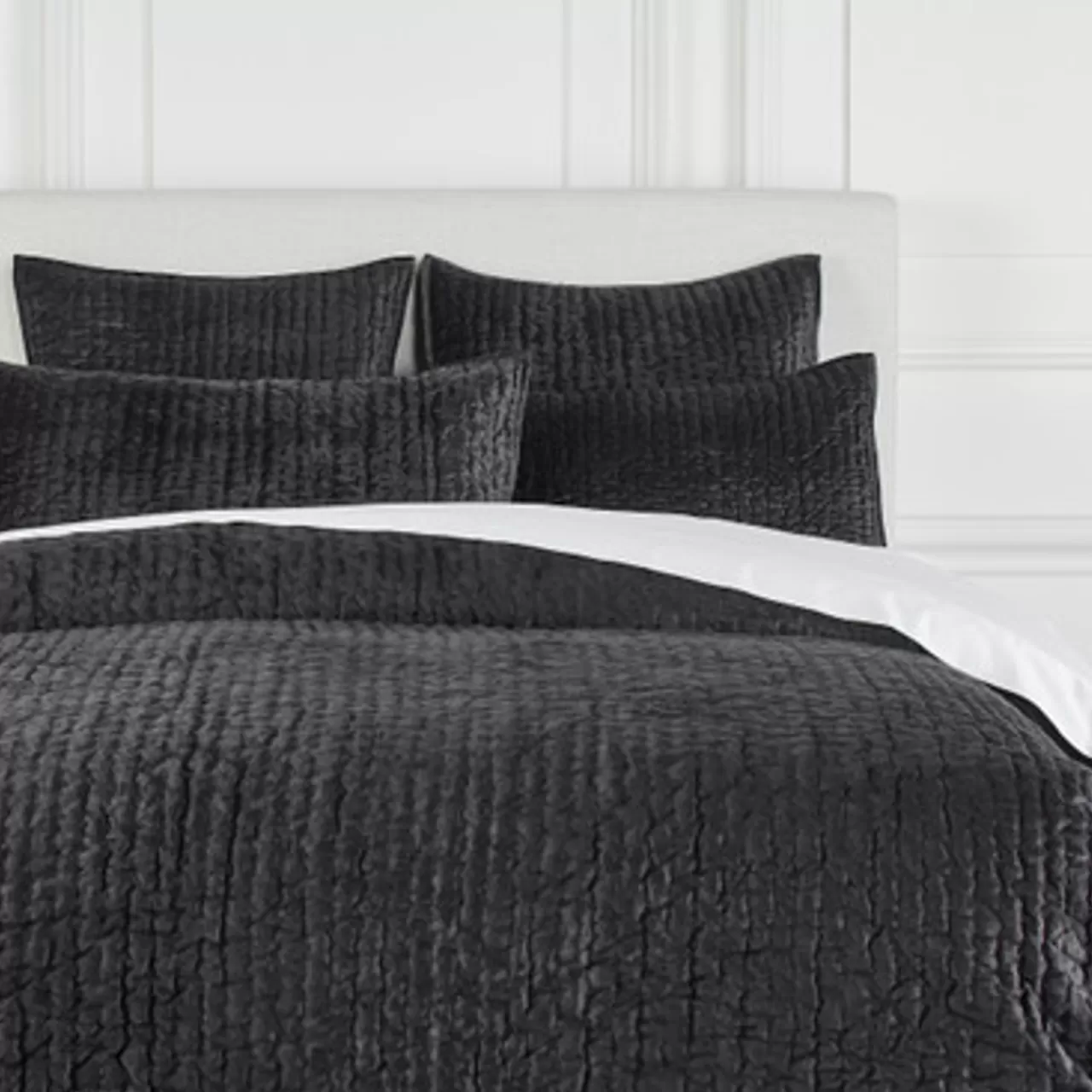 Z Gallerie Mardon Velvet Bedding - Onyx> Textured Bedding | Velvet Bedding