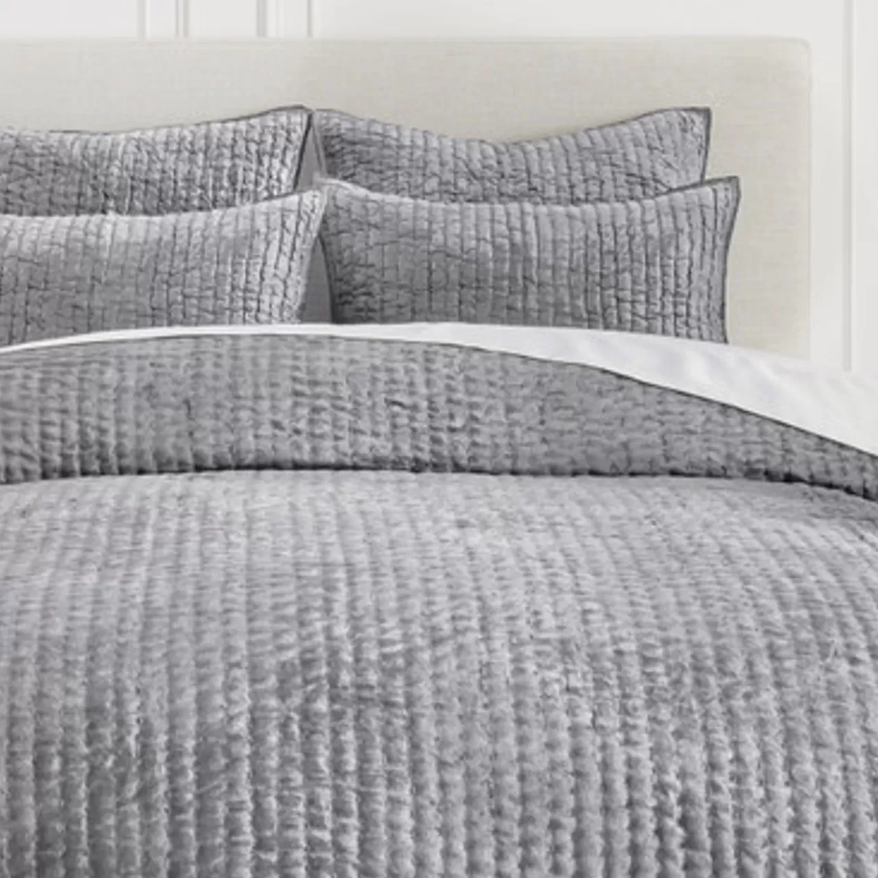 Z Gallerie Mardon Velvet Bedding - Silver> Textured Bedding | Velvet Bedding