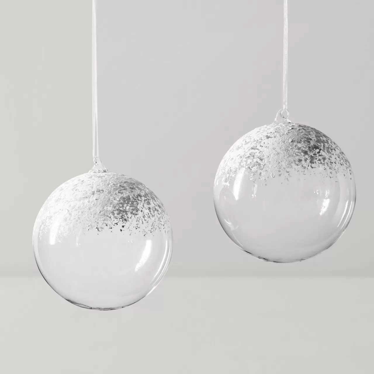 Z Gallerie Oversized Snowy Glass Ornament 8” – Set of 2> Ornaments | Home Decor