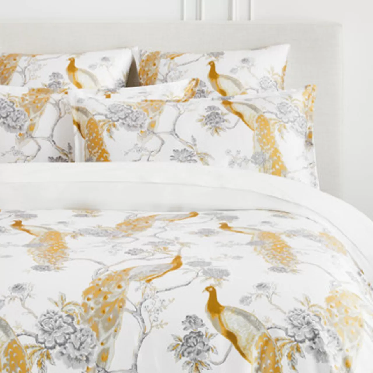 Z Gallerie Pavo Bedding - Ivory/Gold> Printed Bedding | Duvets Covers & Shams