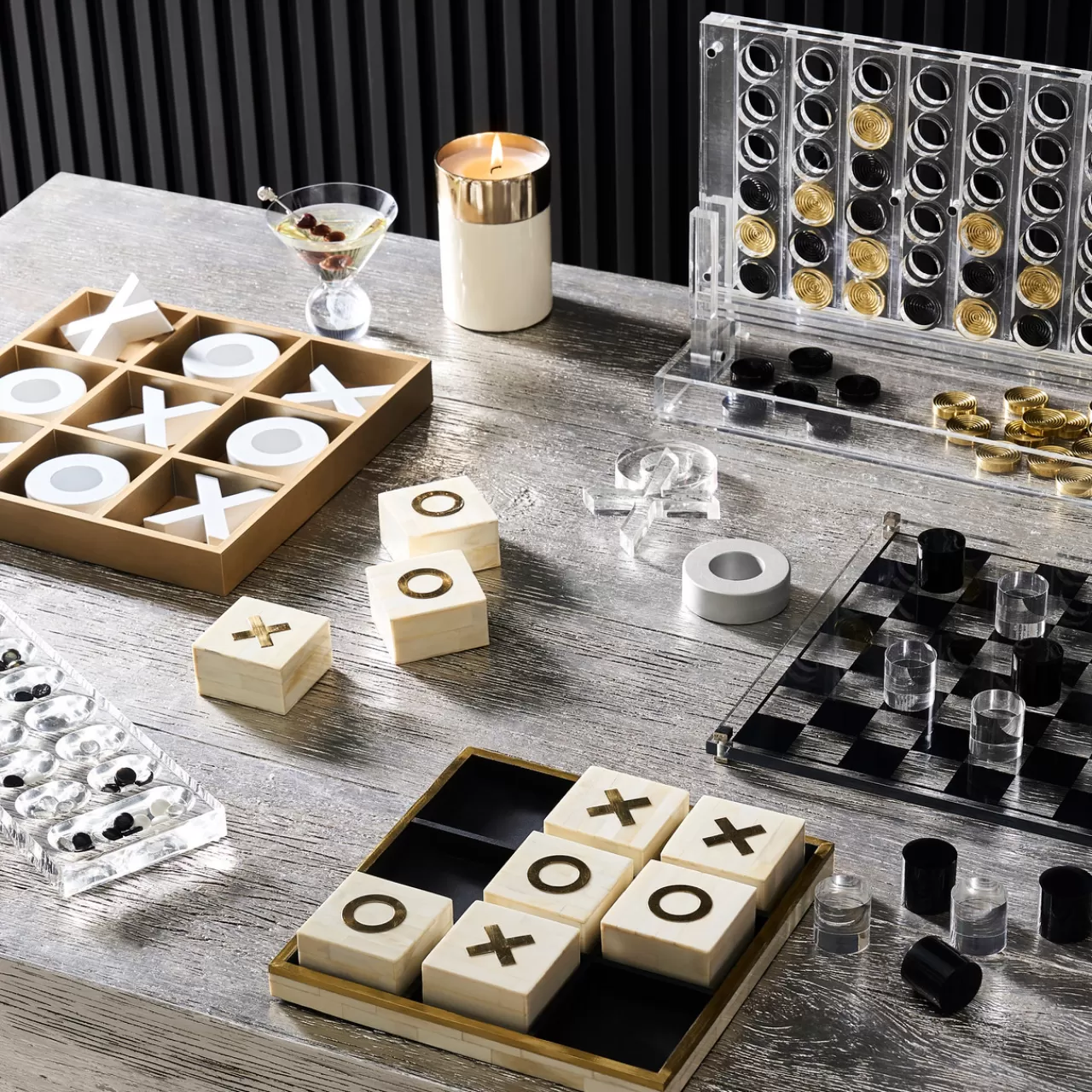 Z Gallerie Tic Tac Toe Game - Gold & White> Games | Décor Sale