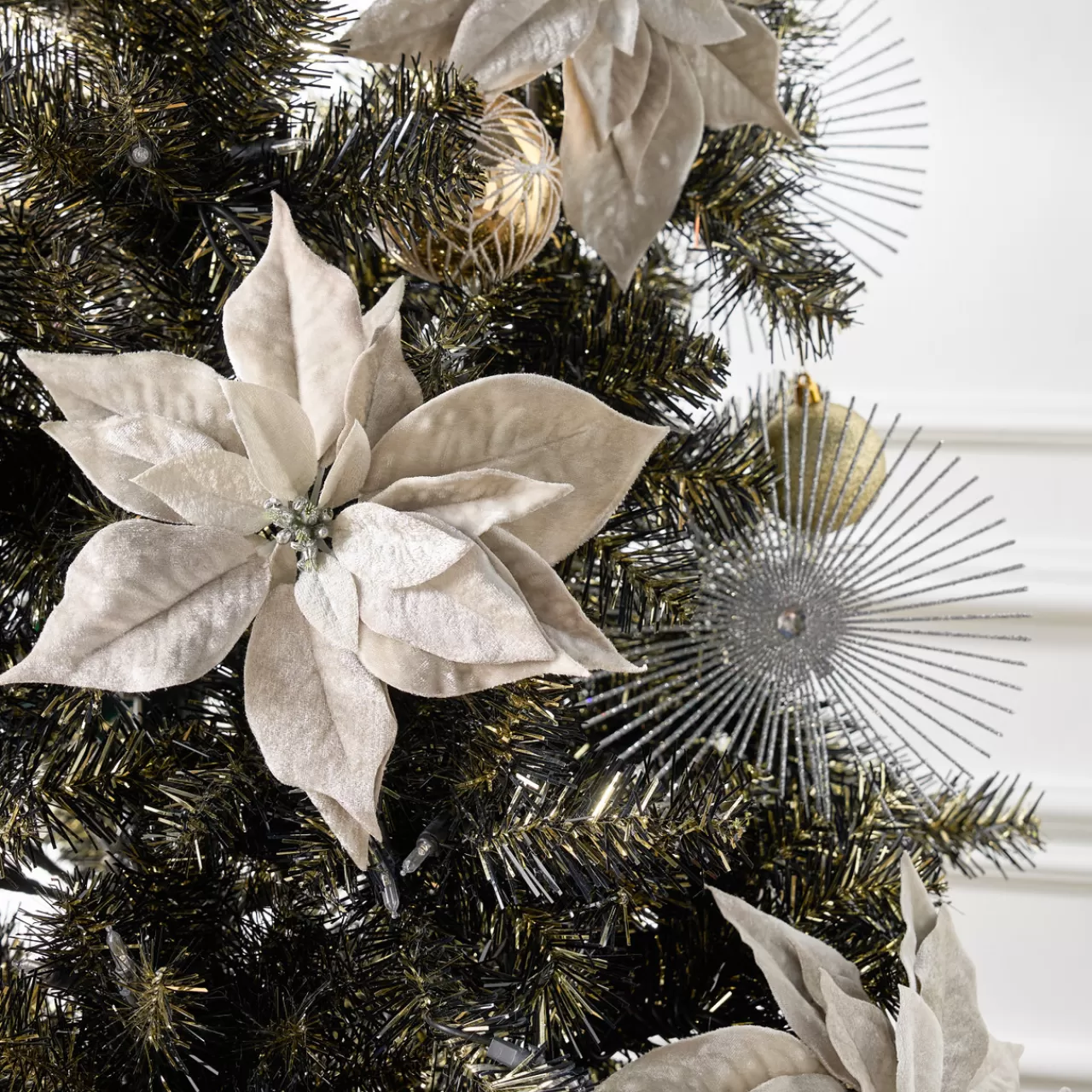 Z Gallerie Velvet Poinsettia Clip - Grey - Set of 3> Ornaments | Décor Sale